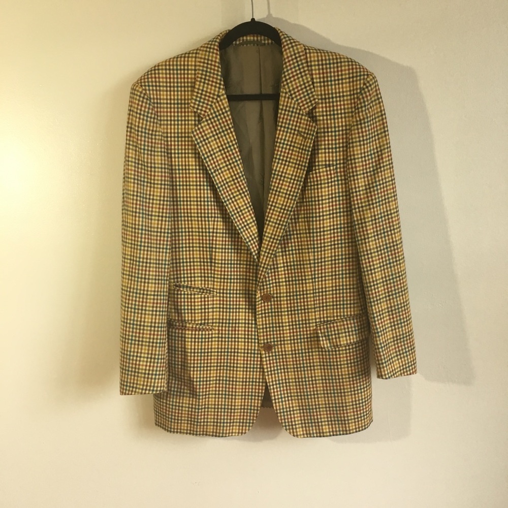 Unique Vintage Rainblow Plaid Blazer (46” chest)